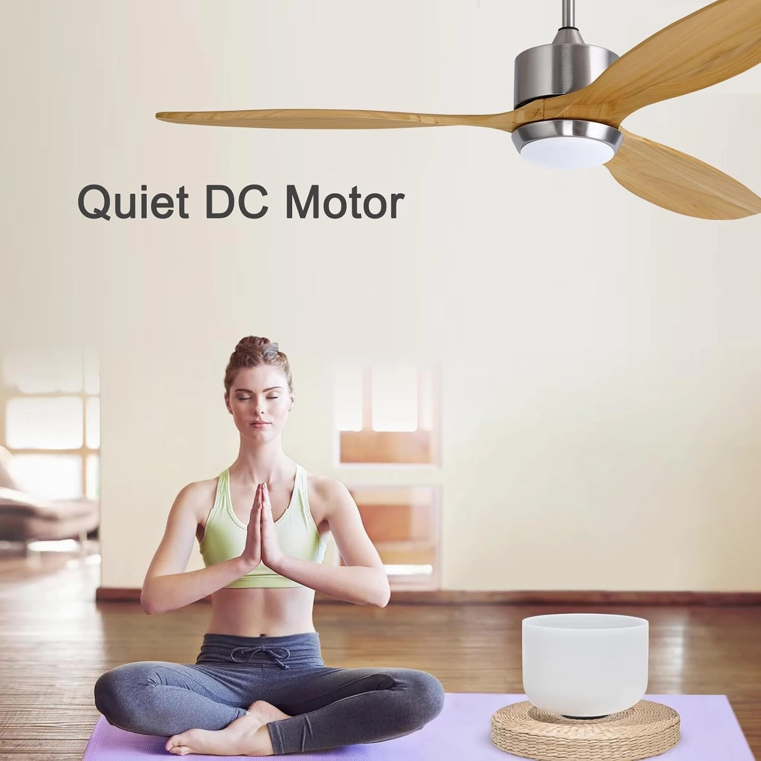 Ovlaim 60 inch Smart Ceiling Fan with Light Remote Control, Dimmable Led Quiet DC Motor Wood Ceiling Fan for Living Room, Bedroom, Patio, Farmhouse