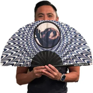 PandaTak Gay Pride Folding Hand Fans, Funny Large 13"" Bamboo Fan with UV Reactive Ink, for LGBTQ Circuit Parties EDM Festivals and Raves (Pedro Raccoon) Octopus-shaped decorative fan