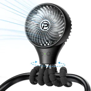 PANERGY Baby Stroller Fan, Oscillating Mini Portable Fan, 3 Speeds Battery Operated Flexible Tripod Clip on for Car Seat Crib Travel Octopus-shaped decorative fan