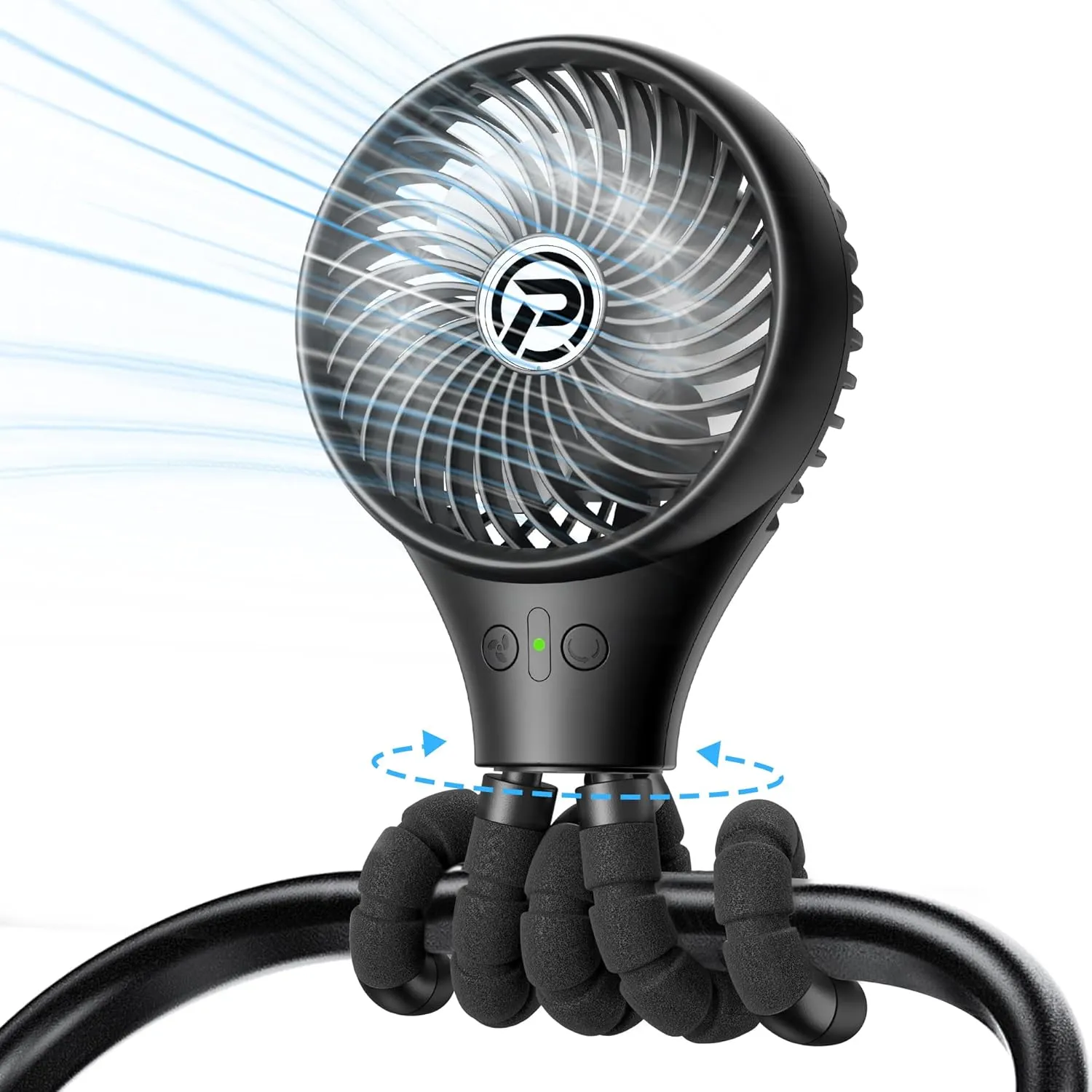 PANERGY Baby Stroller Fan, Oscillating Mini Portable Fan, 3 Speeds Battery Operated Flexible Tripod Clip on for Car Seat Crib Travel Octopus-shaped decorative fan