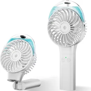 PANERGY Handheld Misting Fan  Rechargeable Battery Operated,Handheld Personal Fan with Mist Spray, Electric Hand Fans, 180 Foldable Mister Fans for Travel, Camping, Disney, Concerts, Office(White) Mini handheld fan for personal cooling