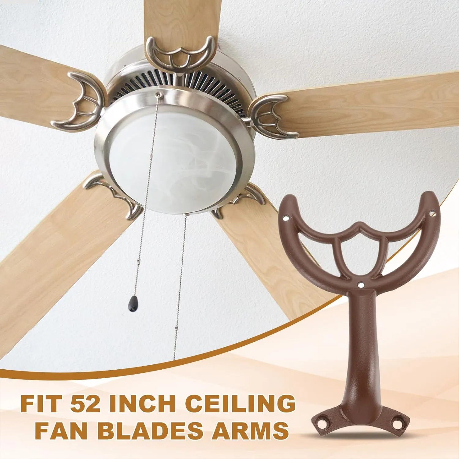 PATIKIL Ceiling Fan Blades Arms Replacement, 4 Pcs 52" Fan Blade Replacement Parts Mounting Bracket Kit for Replacing the Worn Fan Blades, Coffee