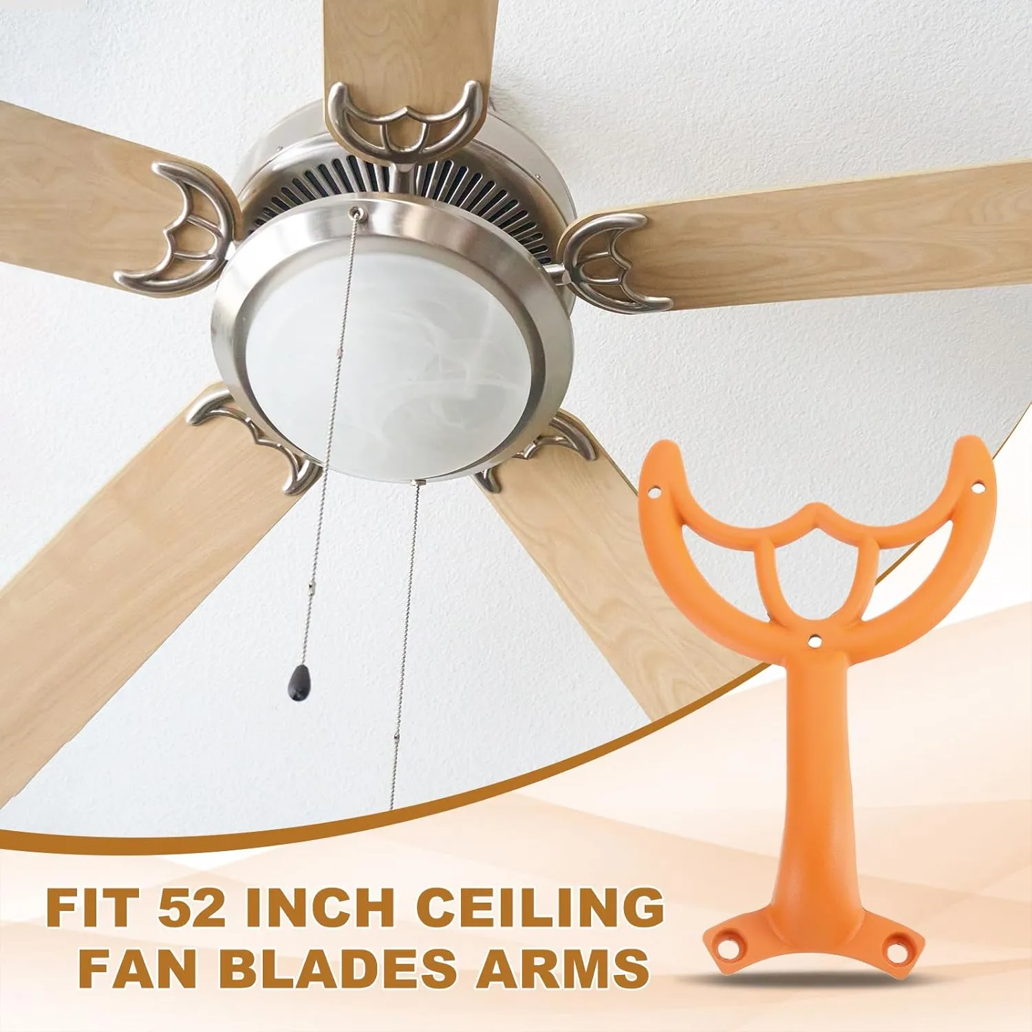 PATIKIL Ceiling Fan Blades Arms Replacement, 4 Pcs 52" Fan Blade Replacement Parts Mounting Bracket Kit for Replacing the Worn Fan Blades, Dark Orange