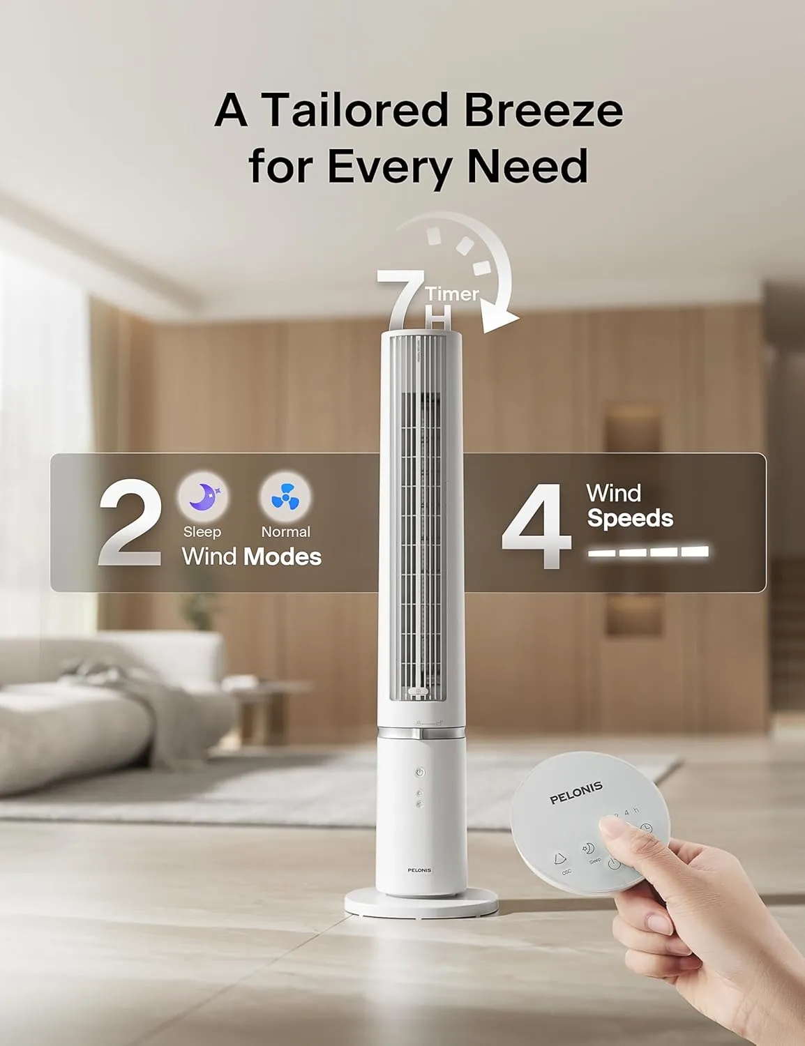 PELONIS 40-Inch Tower Fan for Bedroom, Fan That Blows Cold Air, Oscillating Fan with Innovative Washable Design, 2000 CFM, 28ft/s Airflow, 4 Speeds   2 Modes, 90 Oscillation, 23dB Quiet