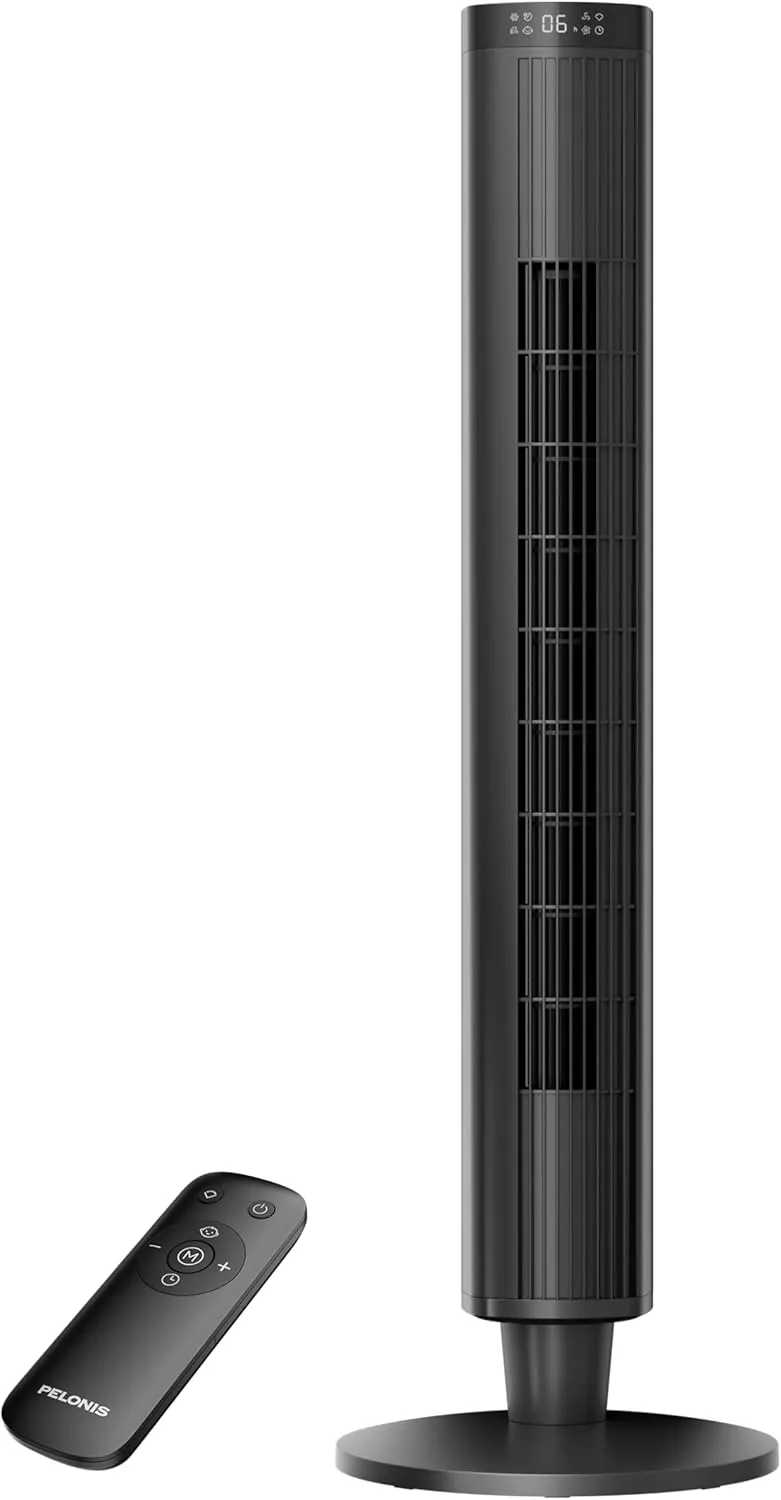 PELONIS 42-Inch Tower Fan for Bedroom  26ft/s, 90 Oscillating Tower Fan with Remote Control, LED Display  Floor Fan for Indoors with 6 Speeds, 4 Modes and 24-Hour Timer  ETL Certified