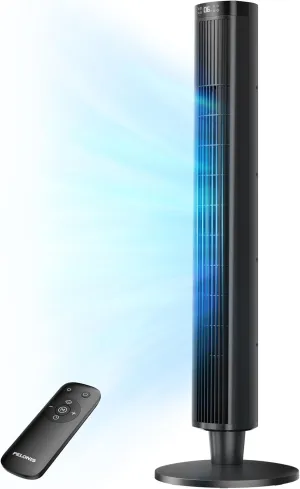 PELONIS 42-Inch Tower Fan for Bedroom  26ft/s, 90 Oscillating Tower Fan with Remote Control, LED Display  Floor Fan for Indoors with 6 Speeds, 4 Modes and 24-Hour Timer  ETL Certified Small bladeless fan for quiet cooling