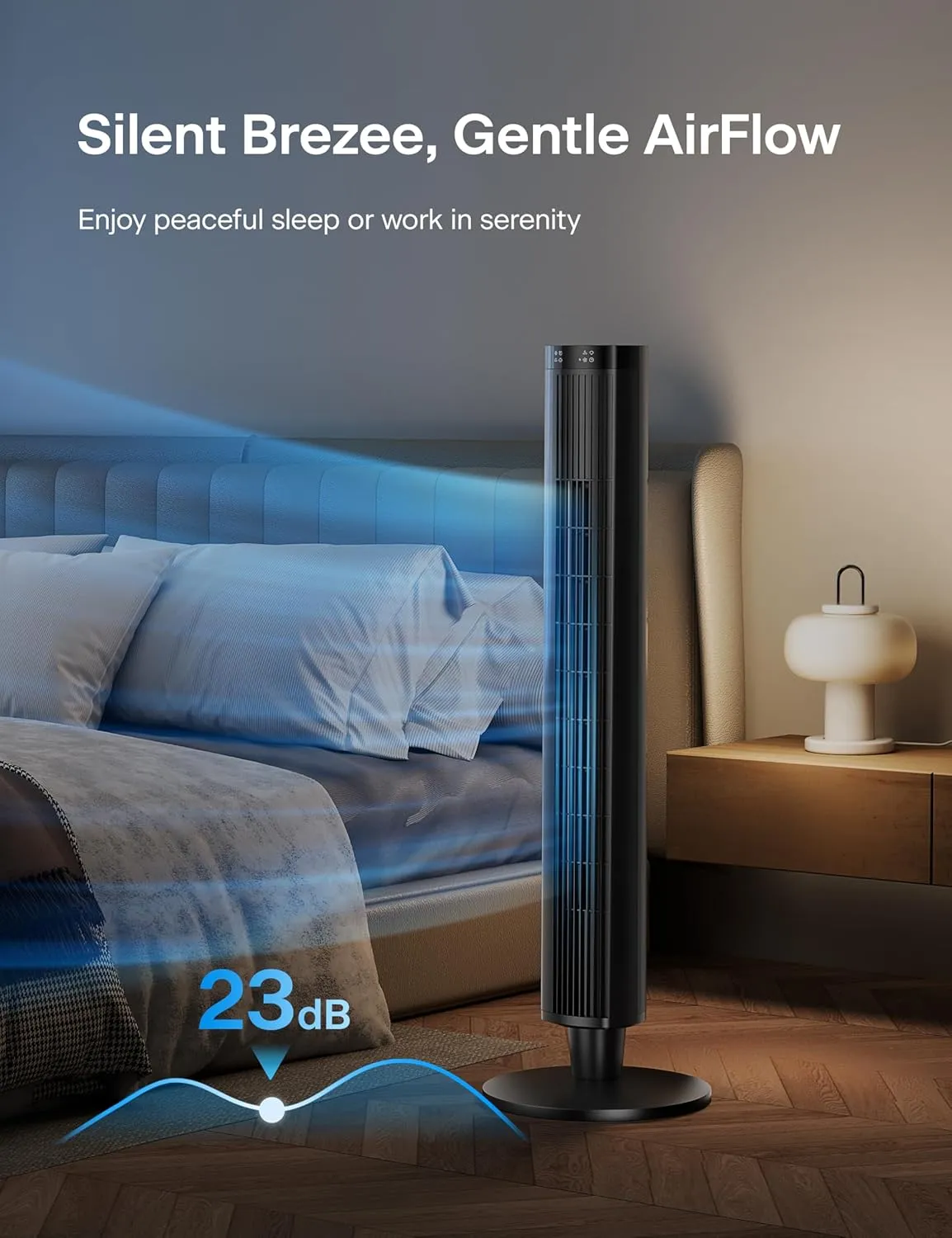 PELONIS 42-Inch Tower Fan for Bedroom  26ft/s, 90 Oscillating Tower Fan with Remote Control, LED Display  Floor Fan for Indoors with 6 Speeds, 4 Modes and 24-Hour Timer  ETL Certified