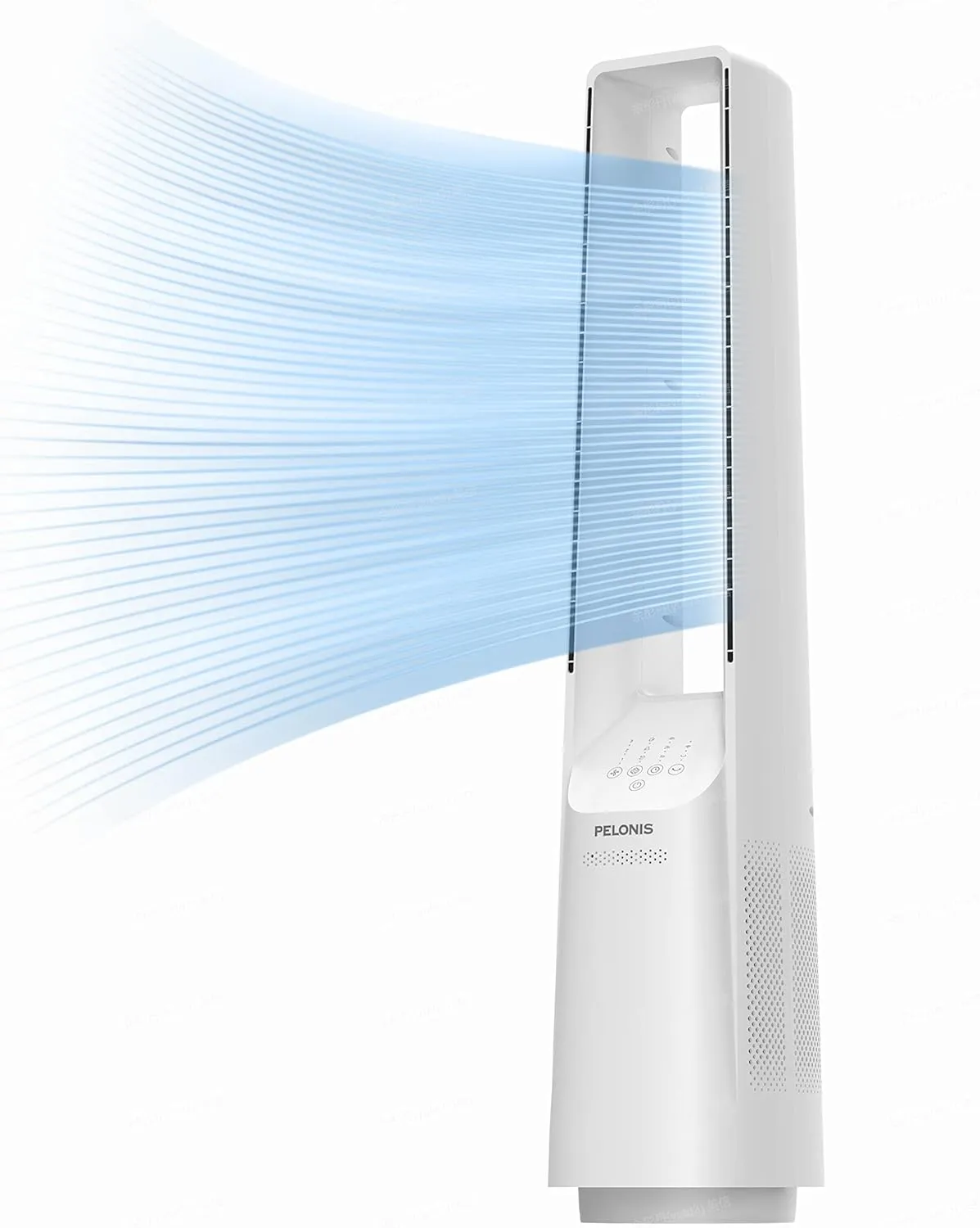 PELONIS Bladeless Tower Fan with 26-33ft Powerful Airflow, Alexa and Google Compatible, 6-Speed Settings, Quiet DC Motor, 120 Oscillation, 7-Hour Timer - Ideal for for Bedroom Home Office Use,White Small bladeless fan for quiet cooling