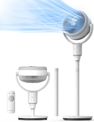 PELONIS Pedestal Fan, Air Circulator, 22ft/s, OmniFlow (135 90Auto Oscillation), 23 dB Quiet Floor Fan with 3 Speeds, Remote, 7H Timer, Memory Function, Adjustable Height, Standing Fan for Bedroom 360-degree rotating fan for home use