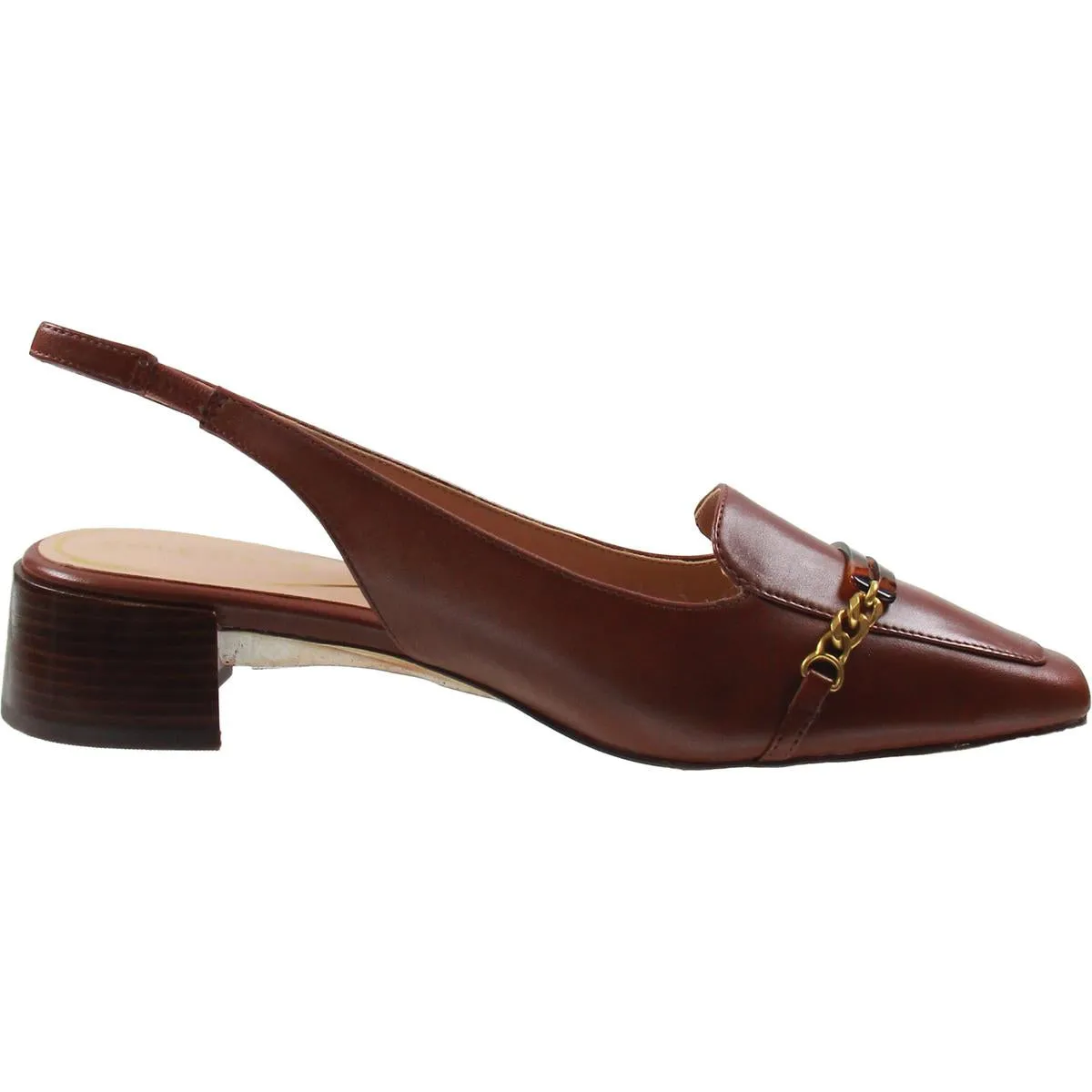 PENLEY Womens Block Heel Manmade Slingback Heels
