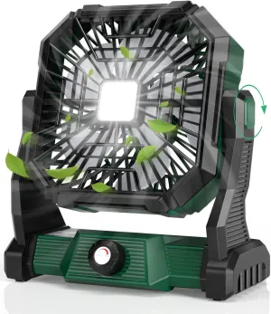 Personal Fan Camping Fan rechargeable, 20000mAh Battery powered fan with LED Lantern,270Head Rotation, Small Table Fan Portable, USB Desk Fans with Hanging Hook for Travel Camping Tent Office, Green Battery-powered portable fan