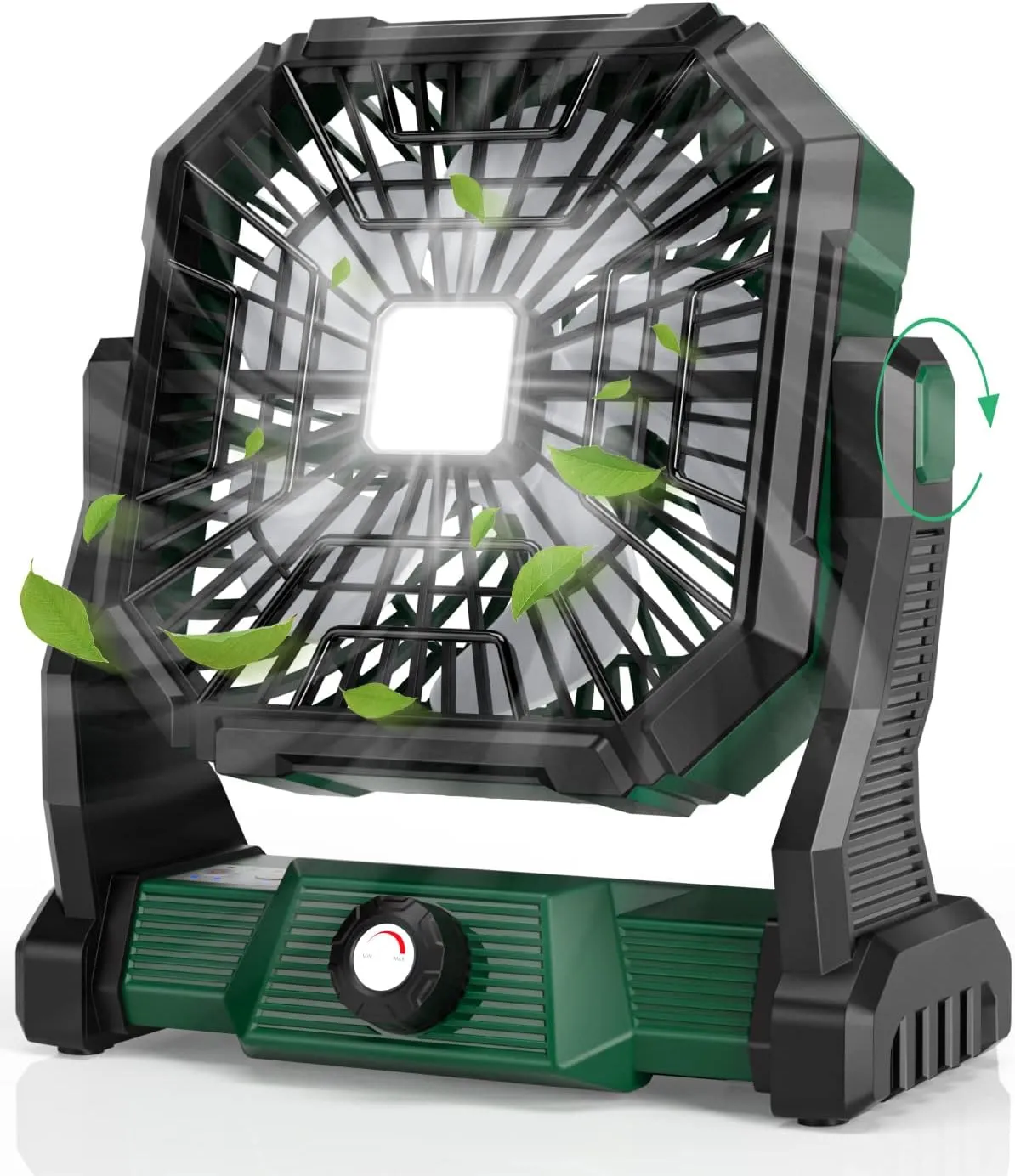 Personal Fan Camping Fan rechargeable, 20000mAh Battery powered fan with LED Lantern,270Head Rotation, Small Table Fan Portable, USB Desk Fans with Hanging Hook for Travel Camping Tent Office, Green Battery-powered portable fan