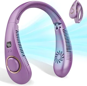Personal Fans for Your Neck,Portable Cooling Neck Fan Battery Operated With LED Display,Bladeless Electric Wearable Fan 4 Speeds,Wireless Around The Neck Fan Chargeable Fan for Office,Indoor,Outdoor Small bladeless fan for quiet cooling