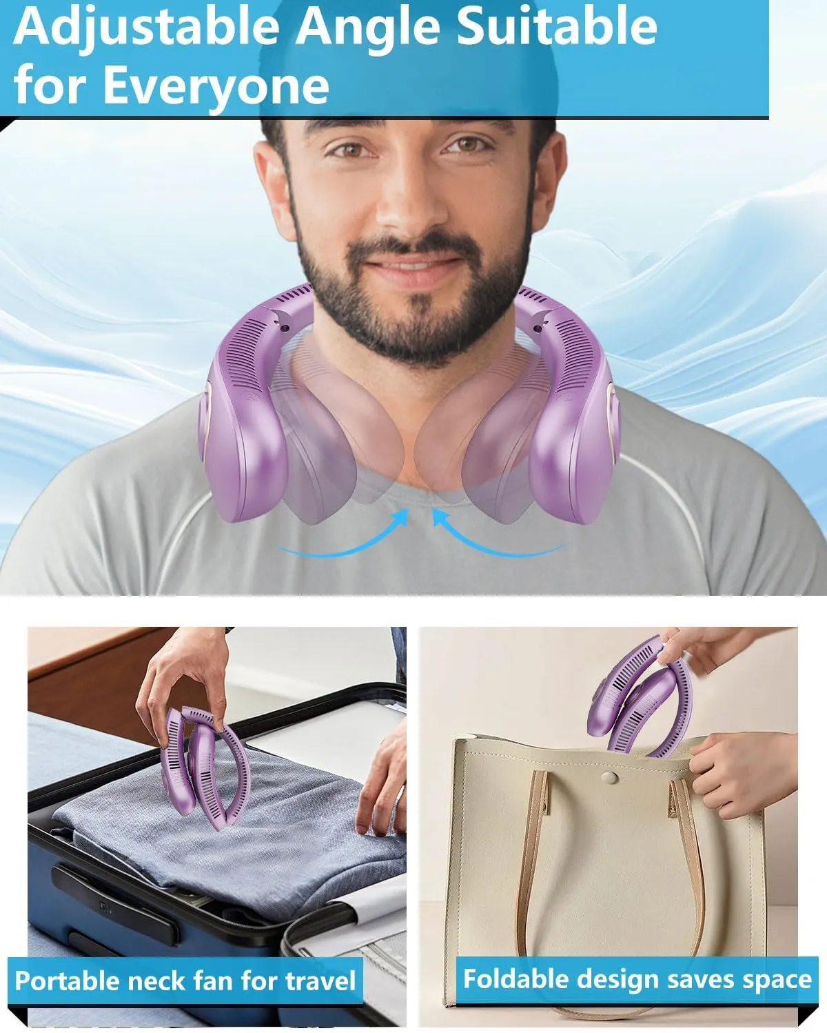 Personal Fans for Your Neck,Portable Cooling Neck Fan Battery Operated With LED Display,Bladeless Electric Wearable Fan 4 Speeds,Wireless Around The Neck Fan Chargeable Fan for Office,Indoor,Outdoor