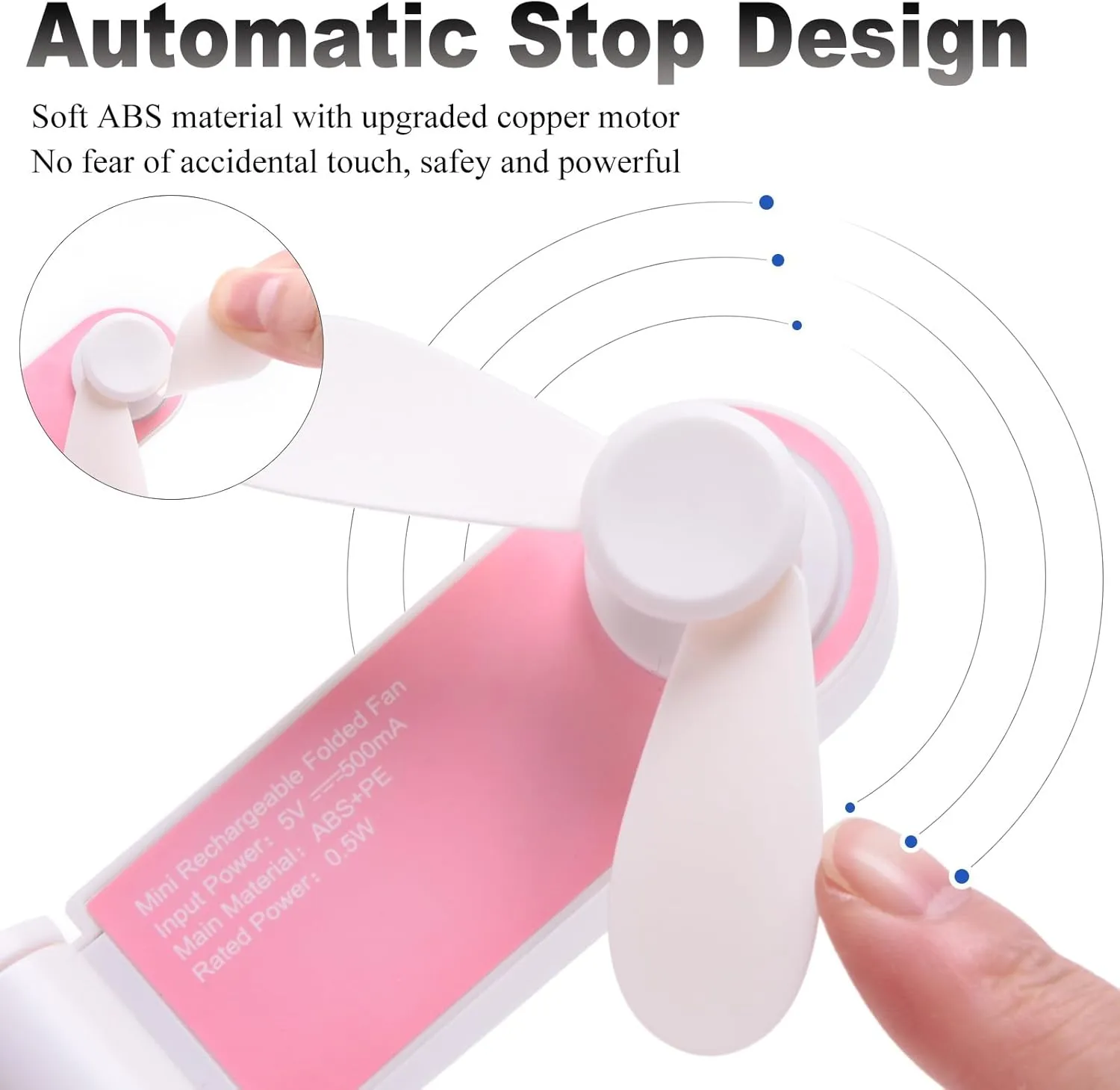 Personal Handheld Fan, Mini Portable Pocket Fan, Small Lightweight USB Rechargeable for Home Sports Outdoor Travel, 2 Speed Powerful Wind (Pink)