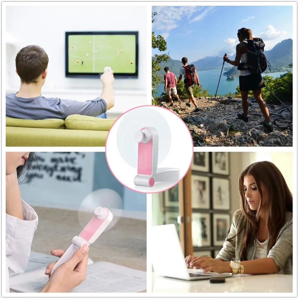 Personal Handheld Fan, Mini Portable Pocket Fan, Small Lightweight USB Rechargeable for Home Sports Outdoor Travel, 2 Speed Powerful Wind (Pink)
