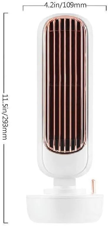 Personal Retro Tower Fan, USB Desktop Fan with 3 Wind Speeds, Compact Air Humidifier Perfect for Office Dorm Nightstand (White)