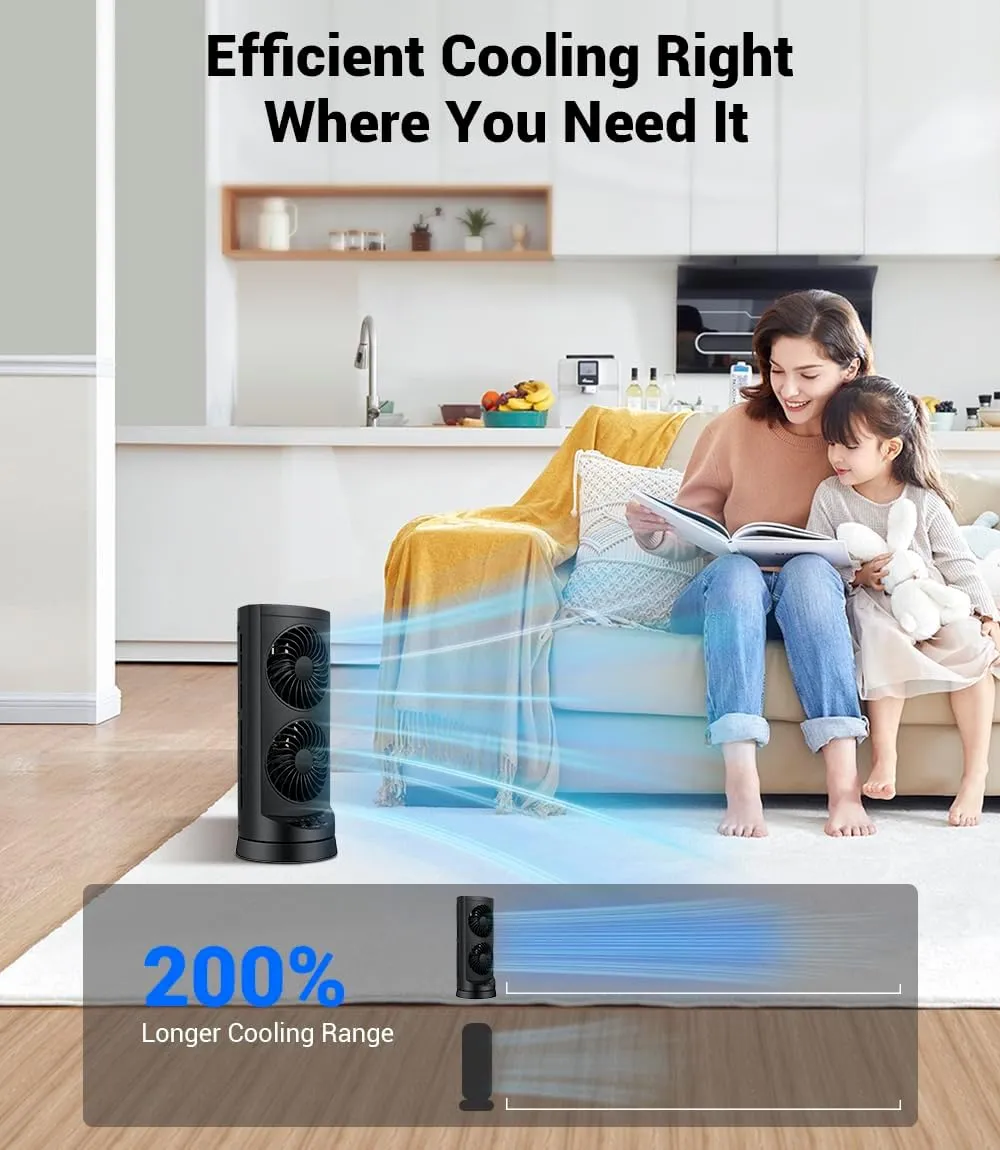 Personal Tower Cooling Fans that Blow Cold Air, Standing Small Desk Fan with 3 Speeds & Timer, 60 & 110 Oscillating Table Fan, Quiet and Safe Electric Floor Fan for Bedroom, Bedside, Home, Office