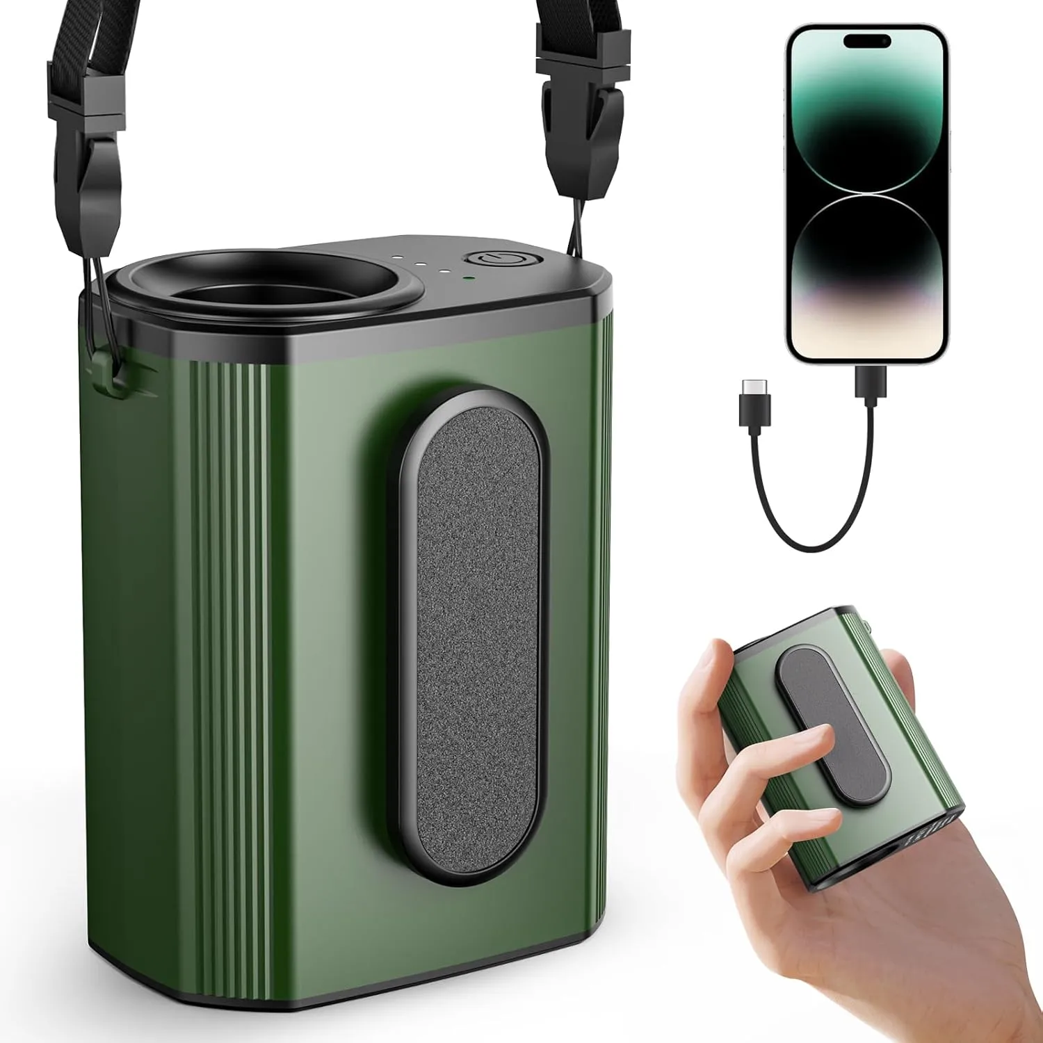 Personal Waist Fan with 20000RPM Strong Airflow 4 Speeds Setting Hands-Free Hanging Neck Fan Rechargeable with up to 25H,Dual-Sided Clip on Wearable Belt design for Camping, Outdoor Waist-mounted portable fan for outdoor use