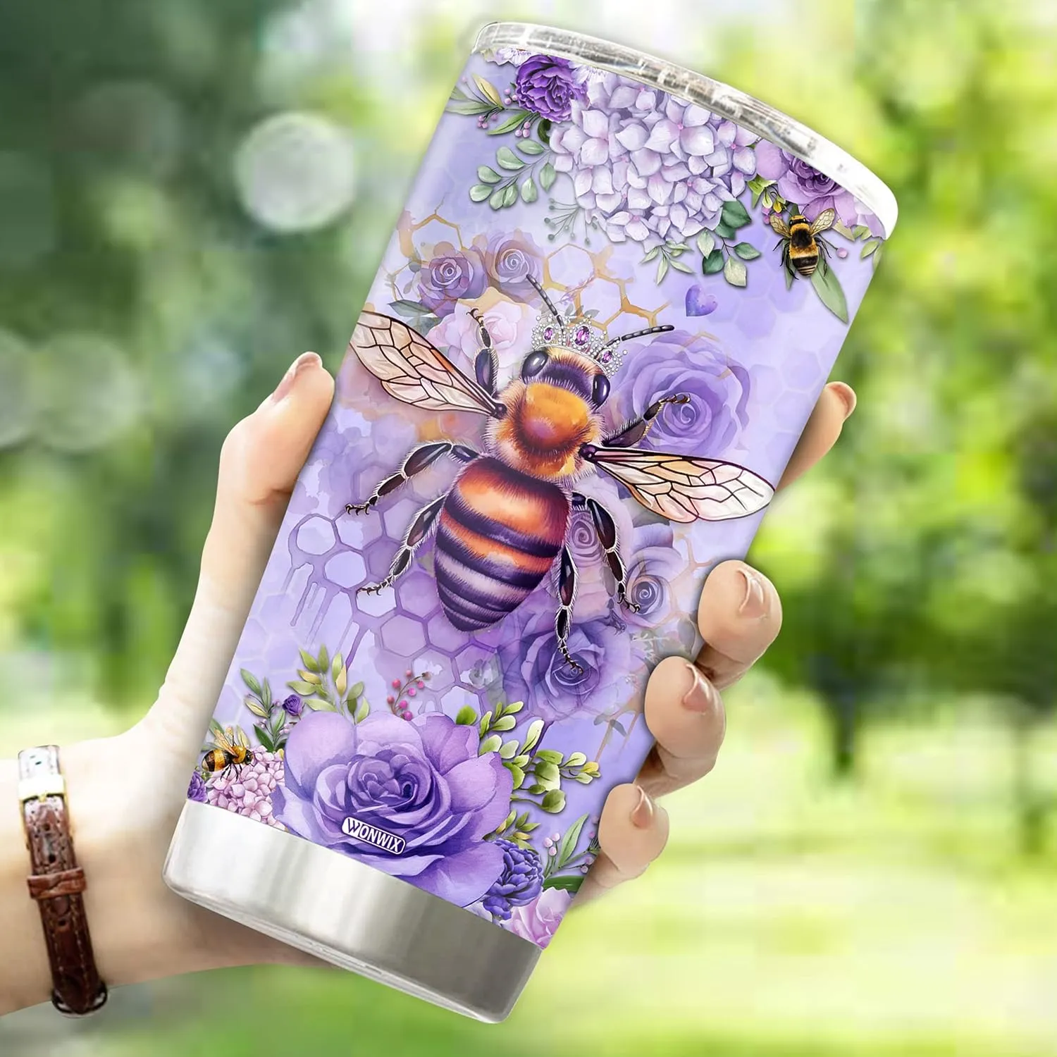 Personalized Bee Tumbler Customized Name Queen Bees Gifts For Women Mug Cups Water Bottle 20oz Gift Birthday Valentine Christmas From Lover Insulated Stainless Steel Coffee Cup With Lid