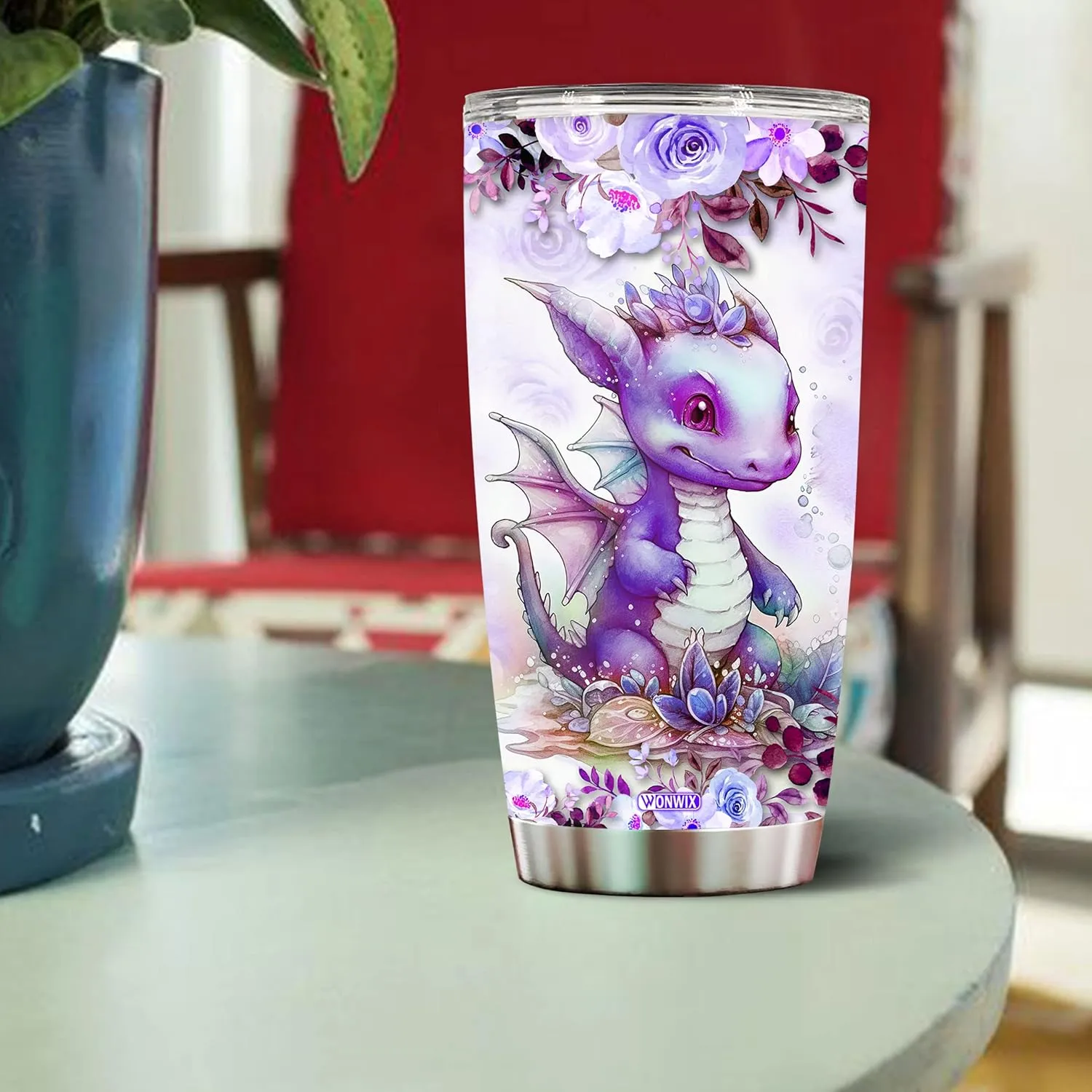 Personalized Dragon Tumbler Customized Name Dragons Mug Gifts For Women Men Girls Custom Coffee Cups Water Bottle 20oz Valentine Birthday Christmas Insulated Stainless Steel Cup With Lid