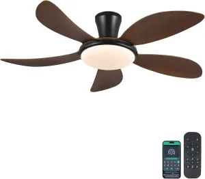 PHORUS Low Profile Ceiling Fans with Lights and Remote/APP,48 Inch Modern LED Ceiling Fans with Quiet Reversible DC Motor, Dimmable 3 Colors 6 Speeds Fan with safety blade design