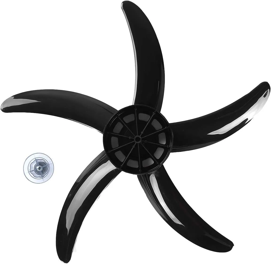 Plastic Fan Blade 5 Leaves Household Standing Pedestal Fan Table Fanner Replacement Part with Nut Cover for 20 Inch Black One Size