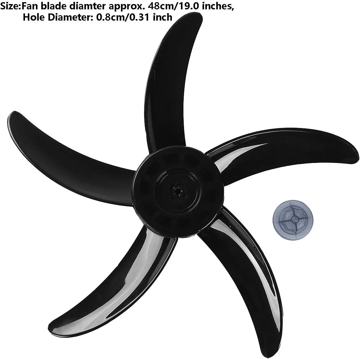 Plastic Fan Blade 5 Leaves Household Standing Pedestal Fan Table Fanner Replacement Part with Nut Cover for 20 Inch Black One Size