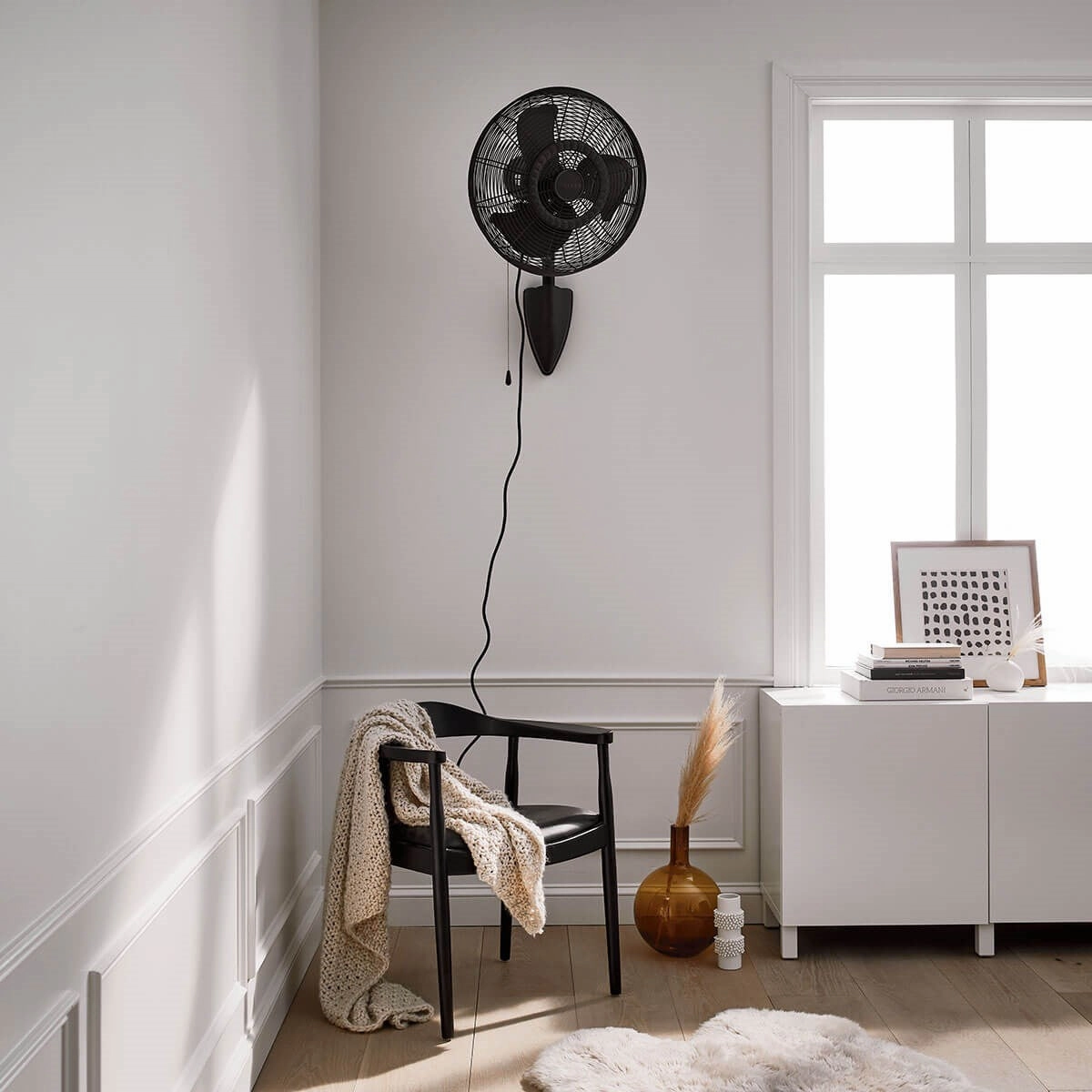 Pola 18"Wall Fan Satin Natural Bronze