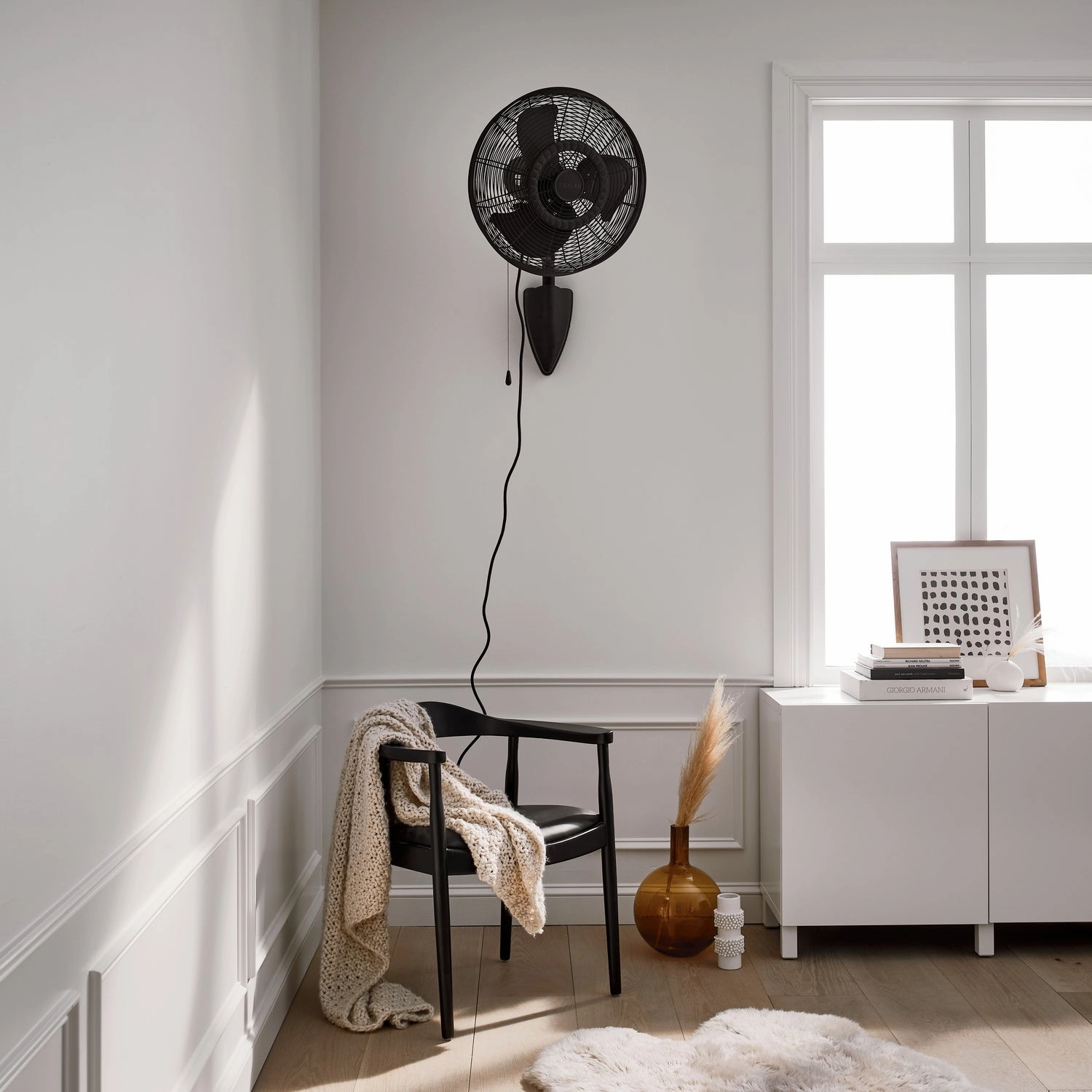 Pola 18"Wall Fan Satin Natural Bronze