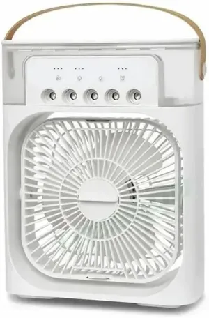 Portable 3-in-1 Air Cooler Fan with Humidifier & 7-Color LED Light  USB Powered Mini Desktop Cooling Fan with 3 Speeds & Spray Modes  Quiet Personal Air Conditioner for Home, Office, Camping Desktop fan with humidification feature
