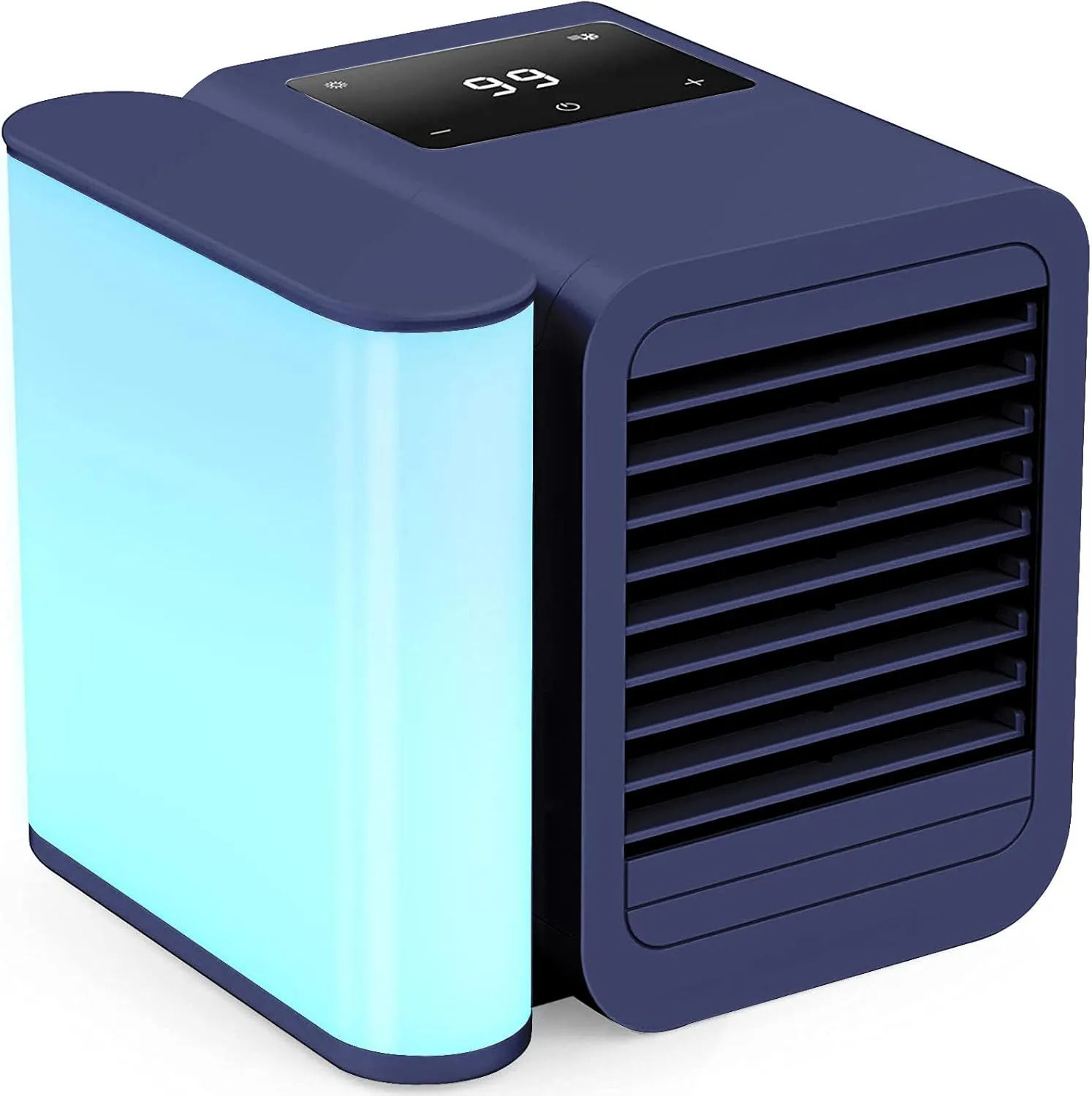 Portable Air Conditioner Cooling Fan: Evaporative Mini Air Cooler with   - USB Personal Air Cooler Desktop Ac Unit for Room Office Home (Blue) Desktop fan with humidification feature