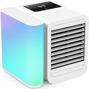 Portable Air Conditioner Cooling Fan: Evaporative Mini Air Cooler with   - USB Personal Air Cooler Desktop Ac Unit for Room Office Home (Cloud White) Desktop fan with humidification feature