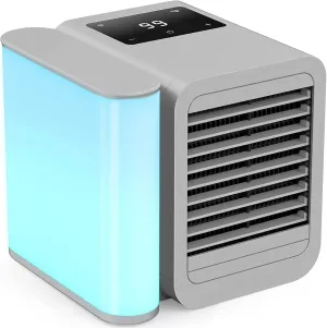 Portable Air Conditioner Cooling Fan: Evaporative Mini Air Cooler with   - USB Personal Air Cooler Desktop Ac Unit for Room Office Home (Grey) USB desktop fan for workspace