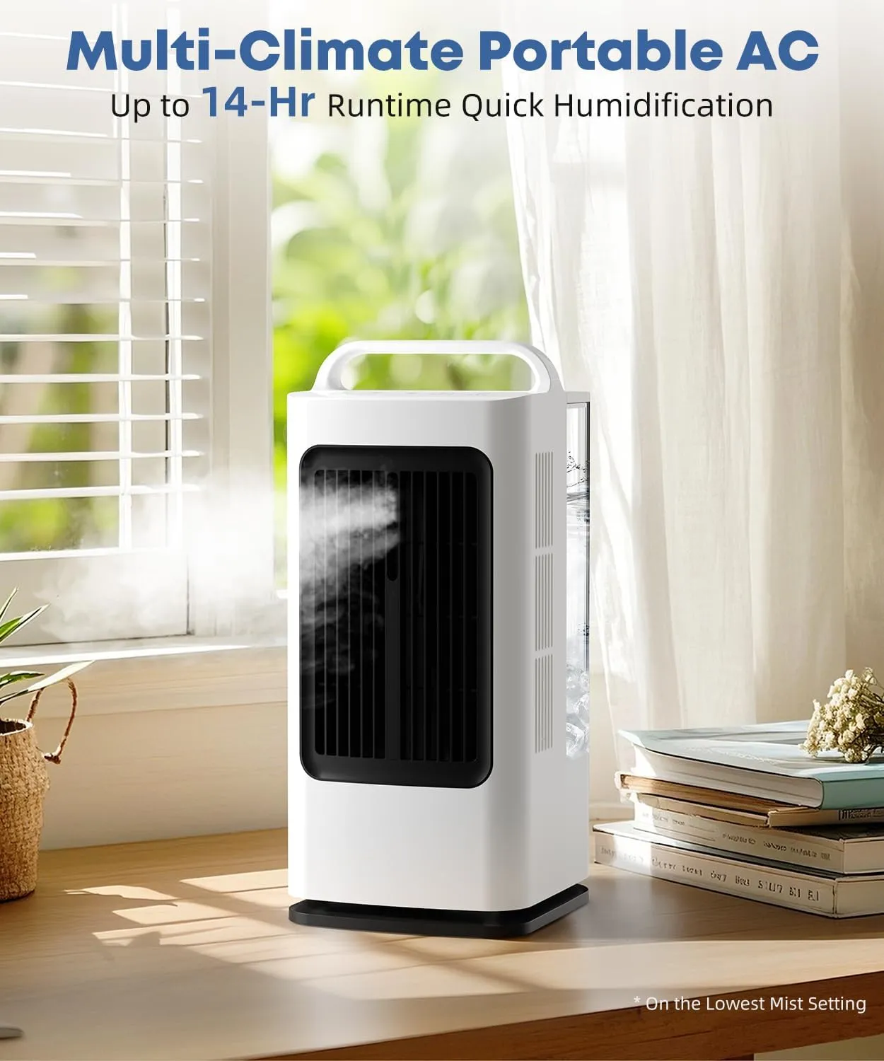Portable Air Conditioners, 1700ml Evaporative Air Cooler with Remote, 120 Oscillating Mini Air Conditioner Portable with 3 Speeds & 1-7H Timer, Portable AC Unit for Indoors Bedroom Office