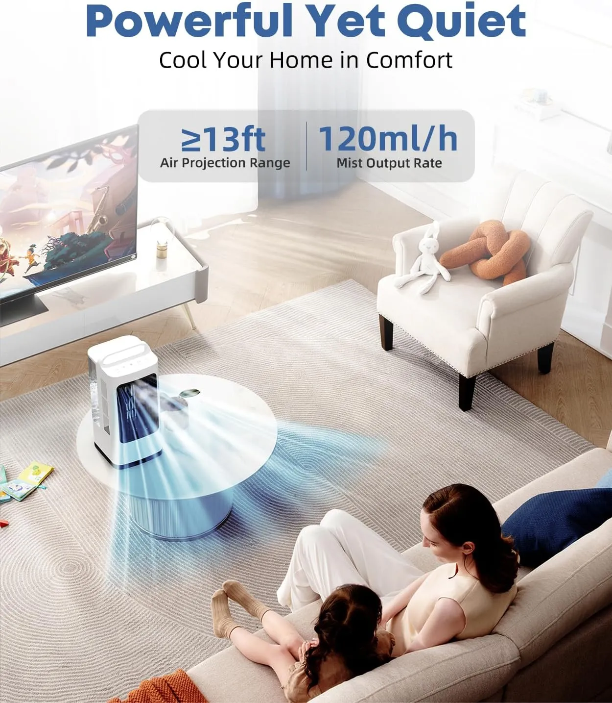 Portable Air Conditioners, 1700ml Evaporative Air Cooler with Remote, 120 Oscillating Mini Air Conditioner Portable with 3 Speeds & 1-7H Timer, Portable AC Unit for Indoors Bedroom Office