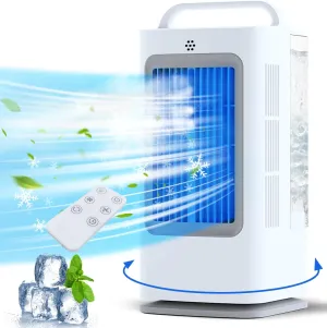 Portable Air Conditioners, 1700ml Evaporative Air Cooler with Remote, 120 Oscillating Mini Air Conditioner Portable with 3 Speeds & 1-7H Timer, Portable AC Unit for Indoors Bedroom Office Desktop fan with humidification feature
