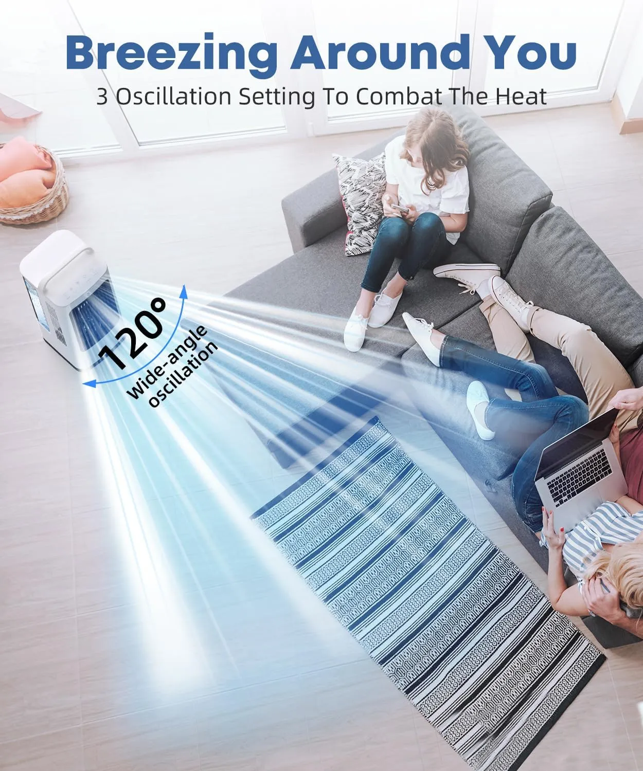 Portable Air Conditioners, 1700ml Evaporative Air Cooler with Remote, 120 Oscillating Mini Air Conditioner Portable with 3 Speeds & 1-7H Timer, Portable AC Unit for Indoors Bedroom Office