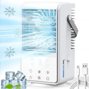 Portable Air Conditioners, 90 Oscillation Mini Air Conditioner With 3 Speeds 2 Mist, 1000ml Evaporative Air Cooler Fan With 9 Timer 7 Colors, Portable Air Cooler for Room Office Camping Desktop fan with humidification feature