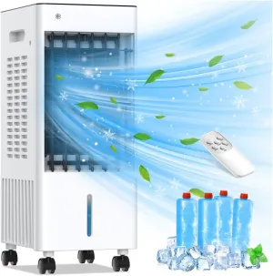 Portable Air Conditioners, Evaporative Air Cooler, 3-Side Air Intake Portable AC Unit w/ 8L Larger Water Tank, 3 Speeds, 60Oscillation,7.5H Timer, Swamp Cooler for Room Home Office Desktop fan with humidification feature