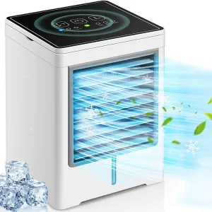 Portable Air Conditioners, Personal Evaporative Air Cooler with 3 Wind Speeds Touch Screen Small Air Conditioner Fan, Desktop Cooling Fan for Room, Bedroom, Office, Camping USB desktop fan for workspace