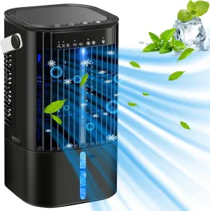 Portable Air Conditioners - Portable AC Small Personal Air Cooler Fan, Quiet Mini Mobile Cooling Fan with Handle,2/4H Timer 3 Speeds,Desk Air Conditioner with 7 Color for Home Office Car Work Outdoor Desktop fan with humidification feature