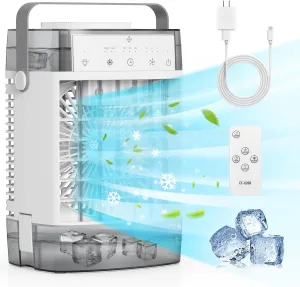 Portable Air Conditioners,3-Speed Small AC Fan, Evaporative Air Cooler with Remote,Timer function,7-Color Night light, 2 Mist modes,Personal Air Conditioner for Bedroom,Office,Room(Gray) Desktop fan with humidification feature
