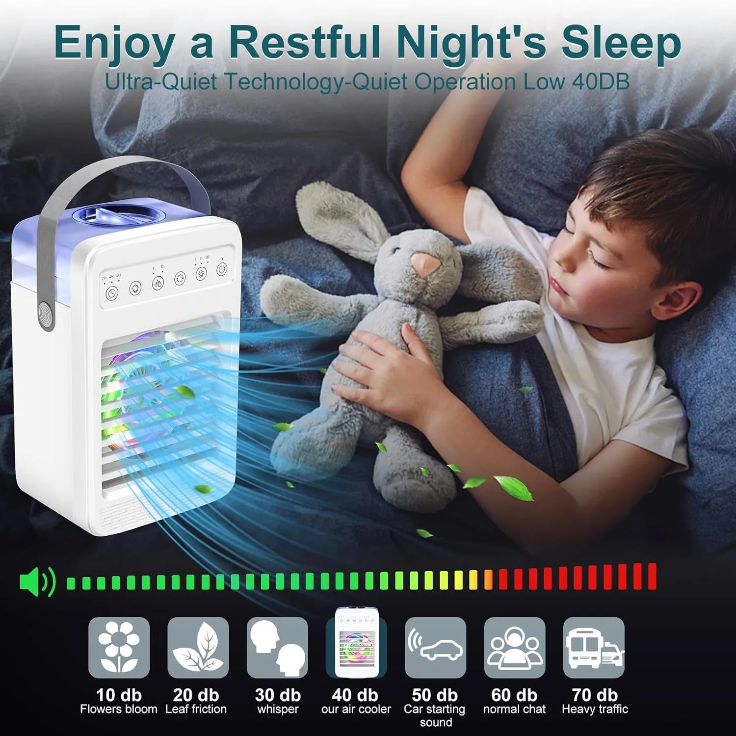 Portable Air Conditioners,Evaporative Air Cooler with 2-4-6H Timer, Oscillating Cooling Fan with Water Tank,Ice Cube Tray,4 In 1 Swamp Cooler Personal Mini AC Unit for Room Office Home Car