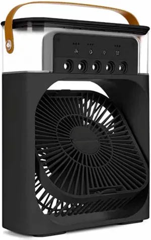Portable Air Conditioning Fan, Usb Night Light Air Cooling Humidifier, Mini Evaporative Cooler, 3 Adjustable Wind Speeds, Low Noise Energy-saving Desktop Air Conditioner (Black) Desktop fan with humidification feature