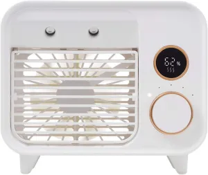 Portable Air Conditioning Fan, Usb Rechargeable Mini Air Conditioner, Desktop Air Cooler, 5-speed Adjustable Misting Fan, Small Office Humidifier (White) Desktop fan with humidification feature