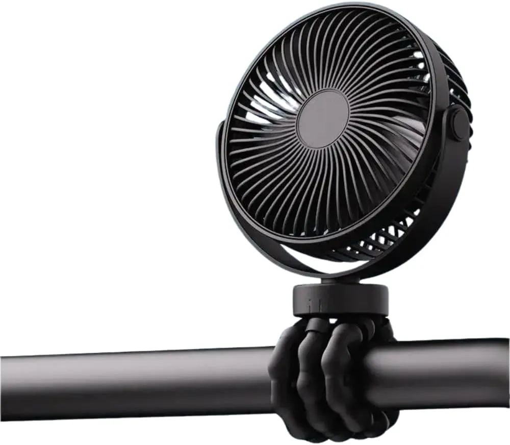 Portable Baby Stroller Mini Fan with Flexible Tripod, Rechargeable 360 Rotating Fan for Car Seat, Crib, Bike, Travel & Outdoor Use, Safe for Babies (Black) 360-degree rotating fan for home use
