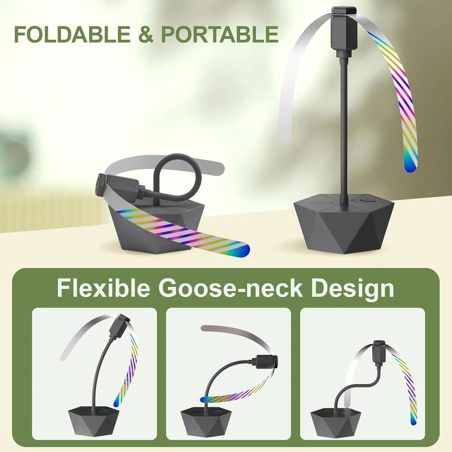 Portable Battery Powered Fly Fans for Tables Up to 15 Hours Working Time, 2-Pack Indoor Outdoor Food Fan with Flexible Goose-Neck Blades for Home Restaurant Party Picnic Patio BBQ, Grey