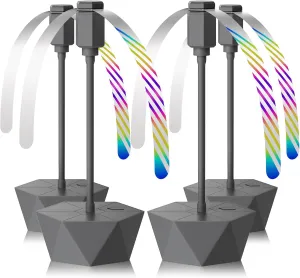 Portable Battery Powered Fly Fans for Tables Up to 15 Hours Working Time, 4-Pack Indoor Outdoor Food Fan with Flexible Goose-Neck Blades for Home Restaurant Party Picnic Patio BBQ, Grey Fan with safety blade design