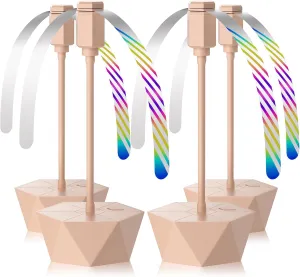 Portable Battery Powered Fly Fans for Tables Up to 15 Hours Working Time, 4-Pack Indoor Outdoor Food Fan with Flexible Goose-Neck Blades for Home Restaurant Party Picnic Patio BBQ, Lotus Pink Fan with safety blade design